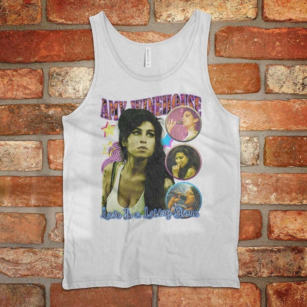 Amy Winehouse White Unisex Jersey Tank
